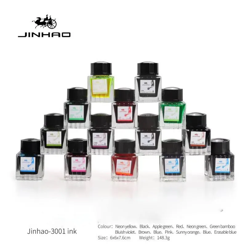 JINHAO 30 مللي قلم حبر الحبر غير الكربون خرطوشة الملء الزجاج المعبأة في زجاجات قلم حبر الحبر القرطاسية مكتب اللوازم المدرسية