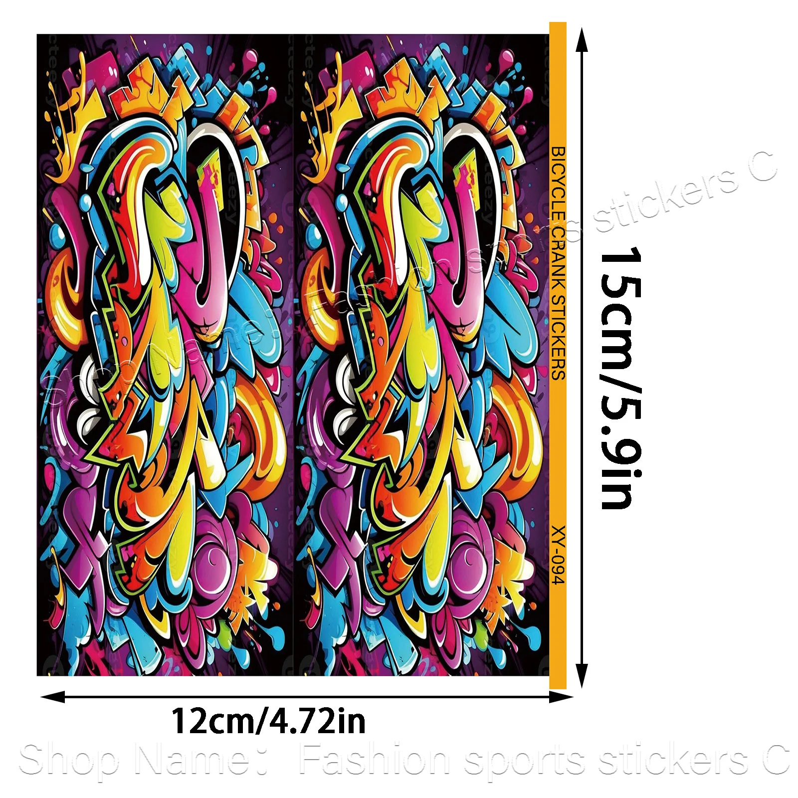Graffiti Street‑Art Bike Crank Arm Protective Stickers, Waterproof Durable Decals, Bike Crank Decor for Mountain & Road Bicycles