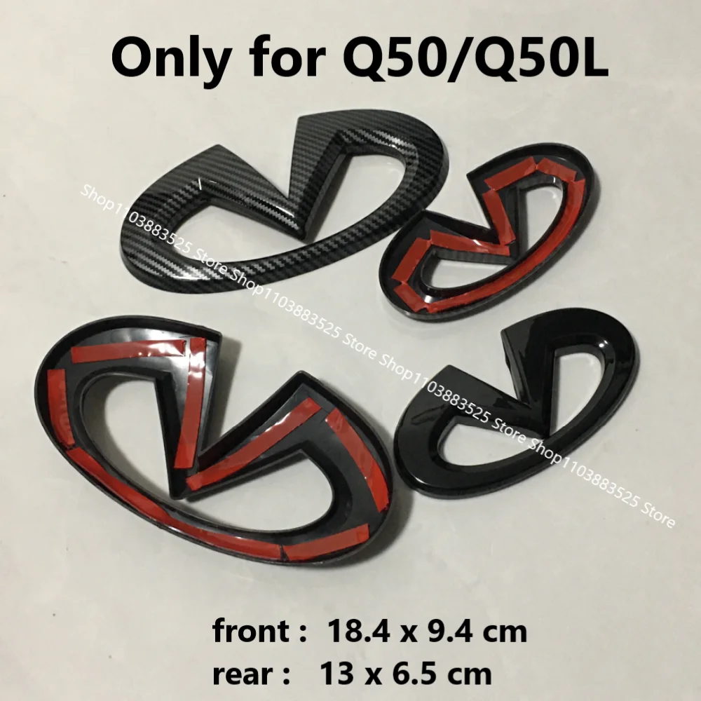 

ABS Glossy Pasted Badge Shell Front Emblem Badge Rear Trunk Badge Sticker for Infiniti Q50 Q50L Modify Accessories