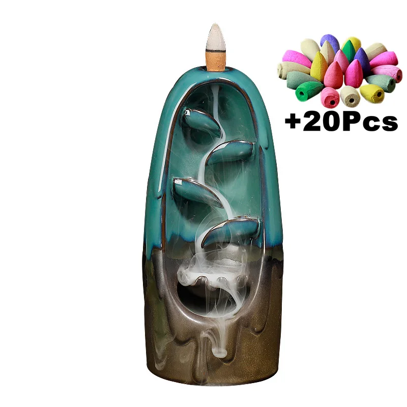 20Incense Mountain River Handicraft Incense Holder Ceramic Backflow Waterfall Smoke Censer Gift Home Decor