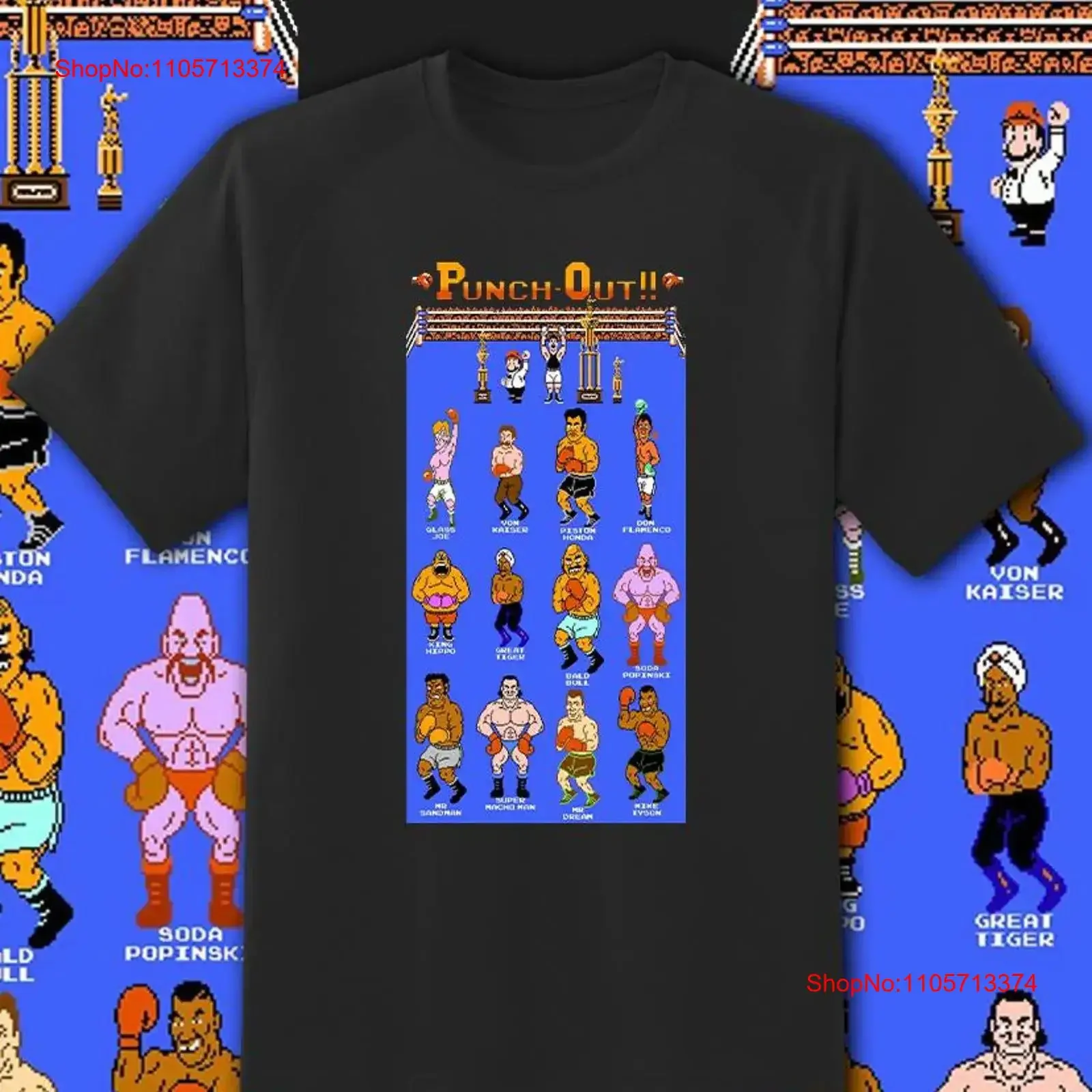 Super Punch Out All Characters T Shirt Youth M Adult 6XL Fast Ship vintage Washed Soft graphic Versatile Comfortable Stretched