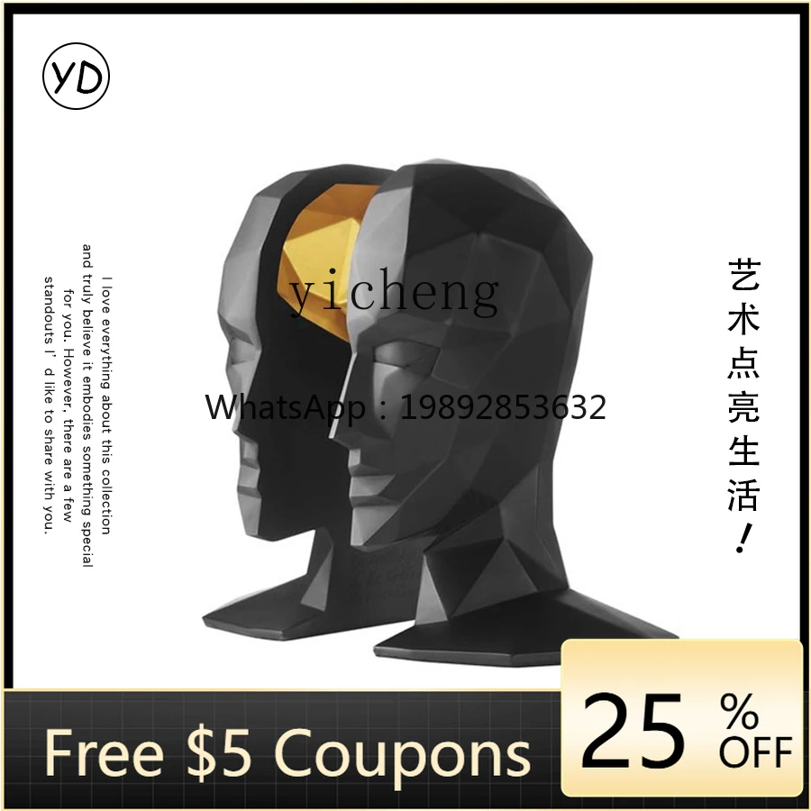 

Nordic modern creative abstract geometric human avatar bookend soft decoration home study desktop ornament simple decoration