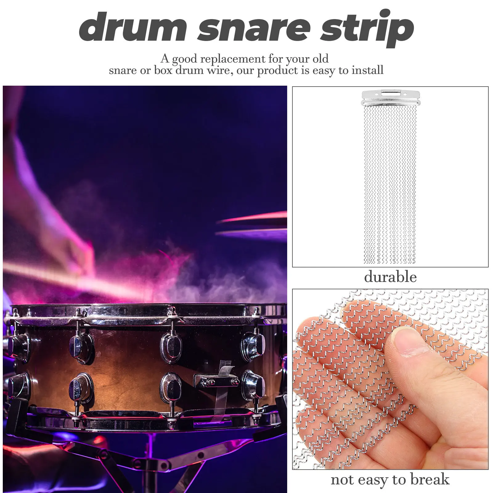 Snare Drum Wire 20 Strands High-Strength Rust-Proof Snare Belt Easy Installation Tone Improvement Percussion Instrument