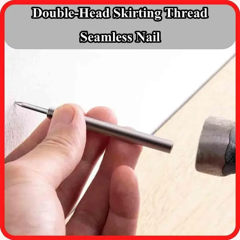 100PCS Double-Head Hard Sturdy Skirting Thread Seamless Nail Without Marks Metal Rust-Proof for Home Outdoor Indoor Maintenance