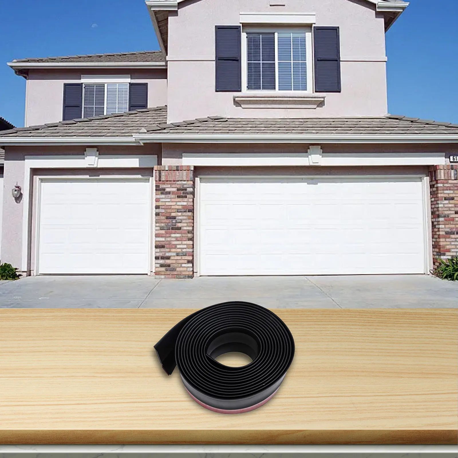 For Garage 1*1.2in Garage Door Sealing Strip TPE Door Strip Noise Reduction Effective Weatherproofing Energy Savings