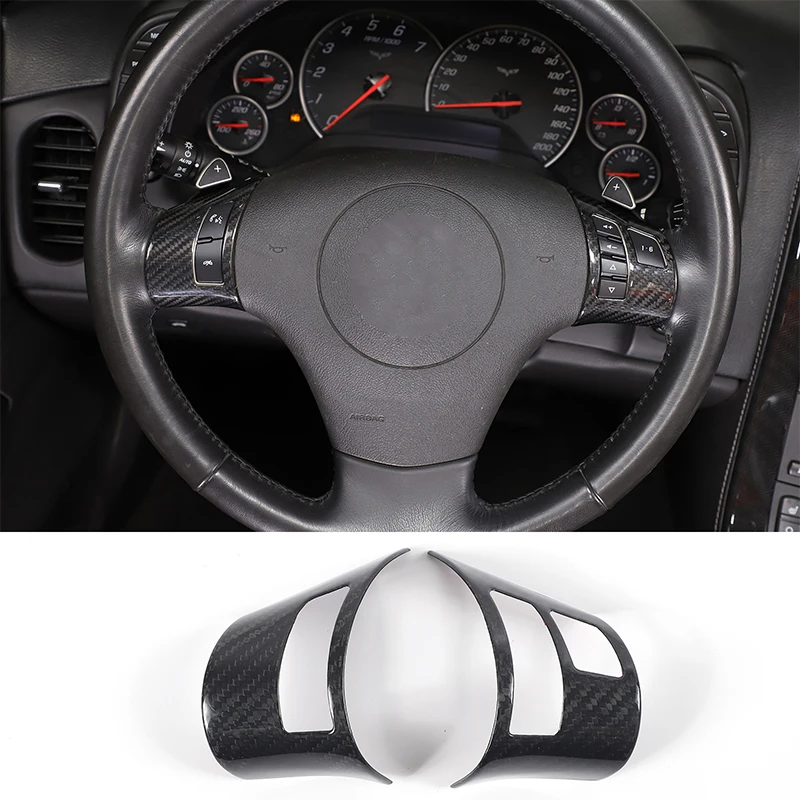 

For Chevrolet Corvette C6 2005-2013 Real Carbon Fiber Car Steering Wheel Button Frame Decorative Car Interior Accessory