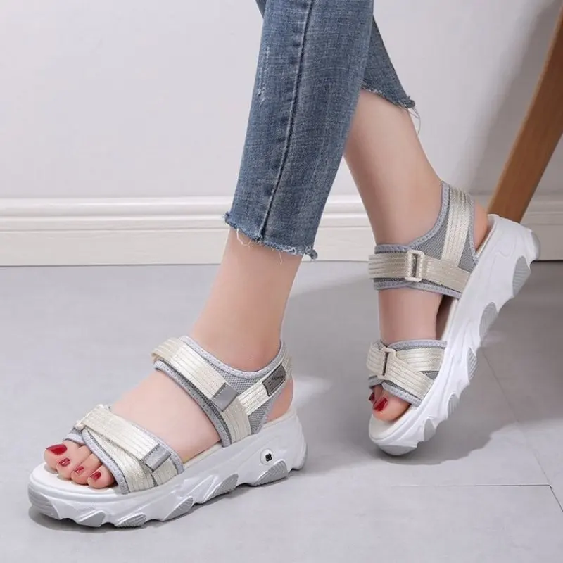 2023 Spring/Summer New Women's Elevated Thick Sole Sandals Sporty One Line Open Toe