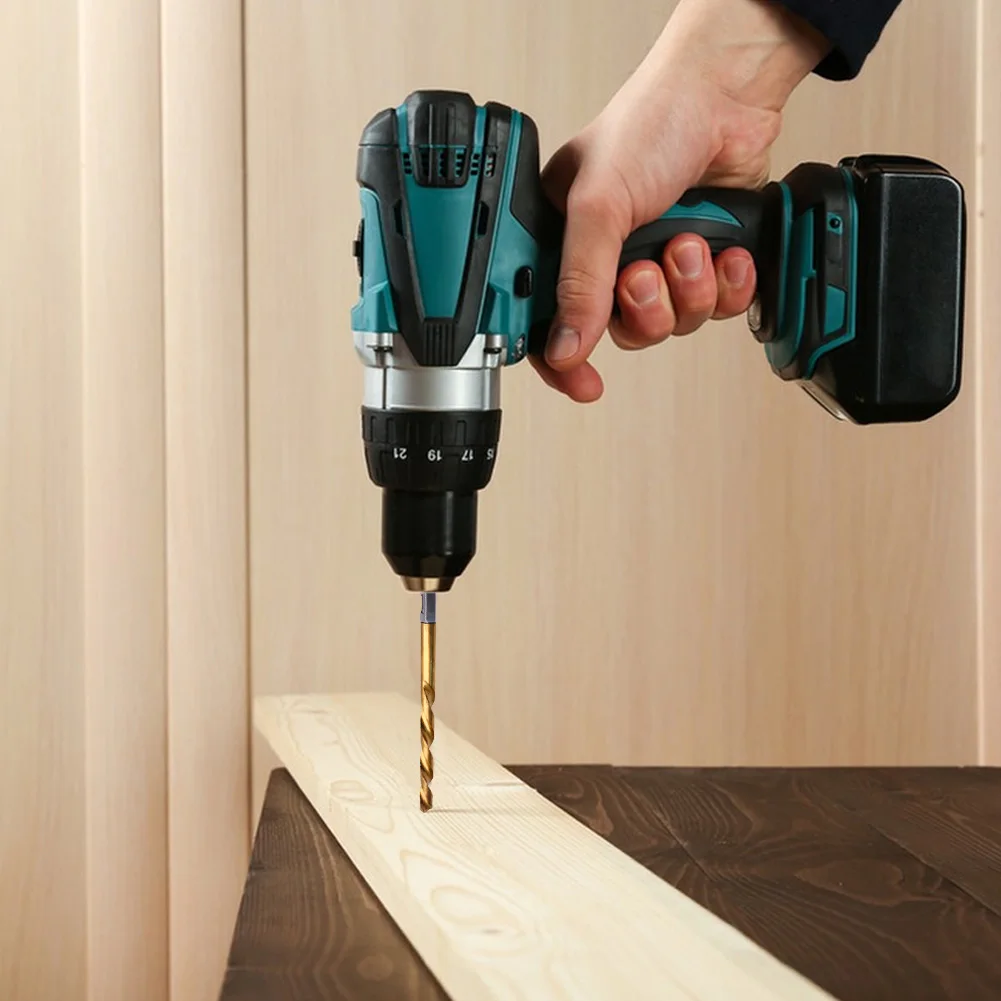 13 punte da trapano con codolo esagonale da 1/4 di pollice Punte da trapano esagonali elicoidali in titanio Design a cambio rapido 13 pezzi Set di punte esagonali da 1/4 di pollice da 1,5-6,5 mm