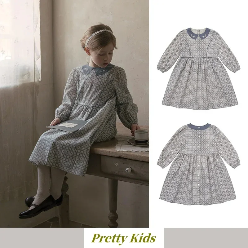 

In Stock! 2024 AW New LOU Dress Girls Lace Collar Long Sleeved French Princess Dress