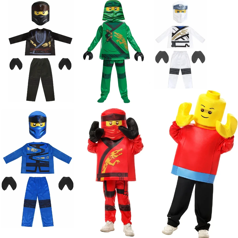 

Game Anime Ninja Costume Gloves Headgear Kids Style Full Set Unisex Boy Girls Halloween Cosplay Stage Show Party Dress Up Outfit