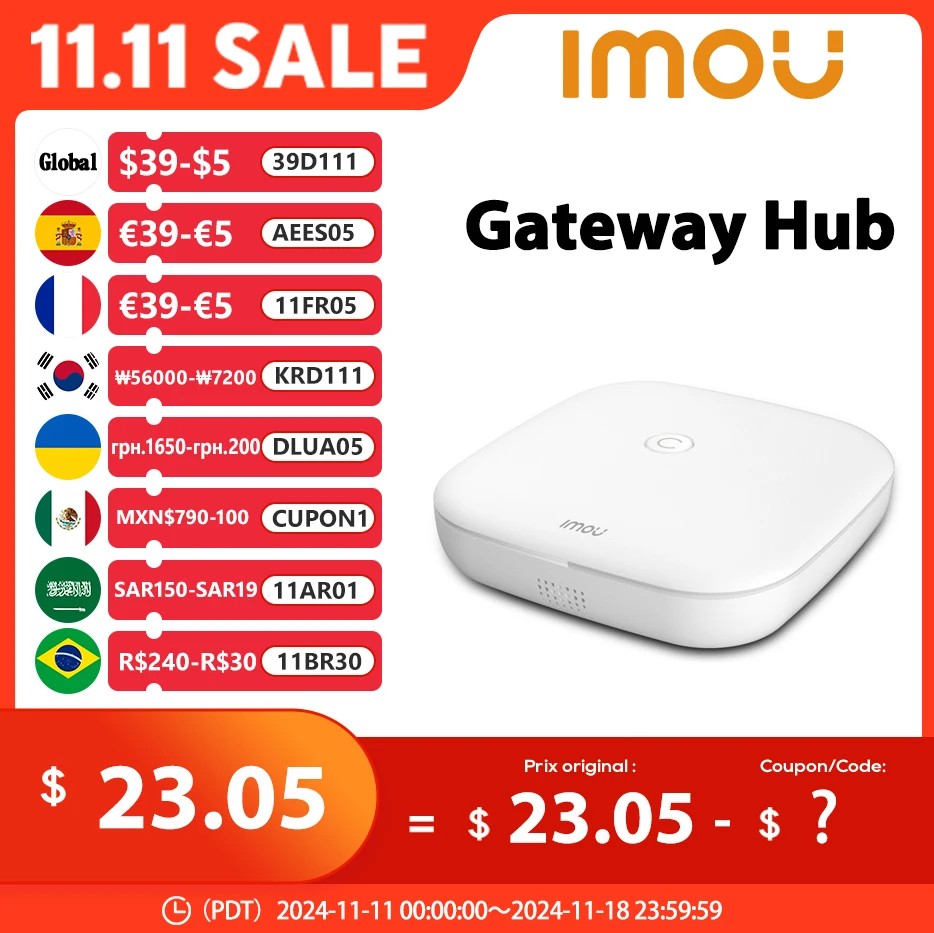 IMOU Smart Gateway Hub Wired&Wireless Remote Control Wi-Fi Built-in Siren For Alexa Google Home Smart Life ZigBee 3.0