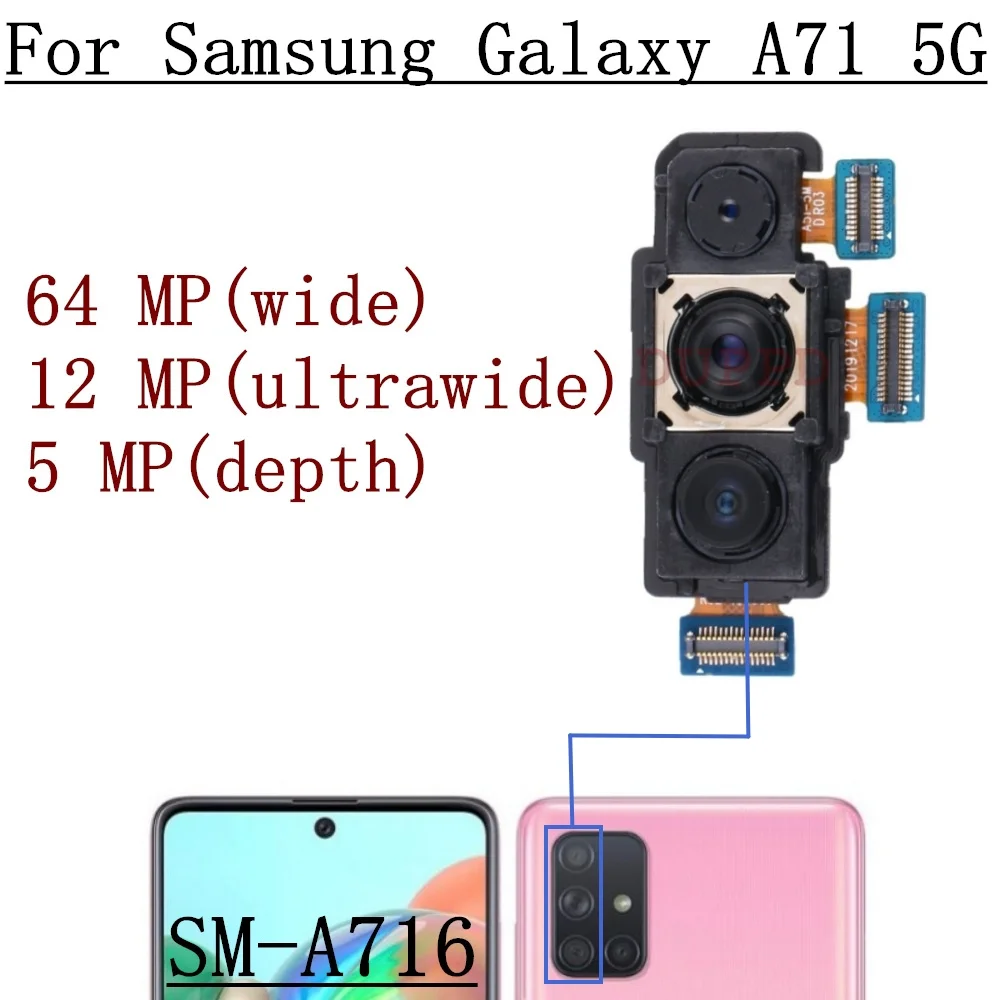 Front Rear Camera For Samsung Galaxy A71 5G A716F A716V A716B A716U Backside Wide Back Facing Camera Module Replacement Parts