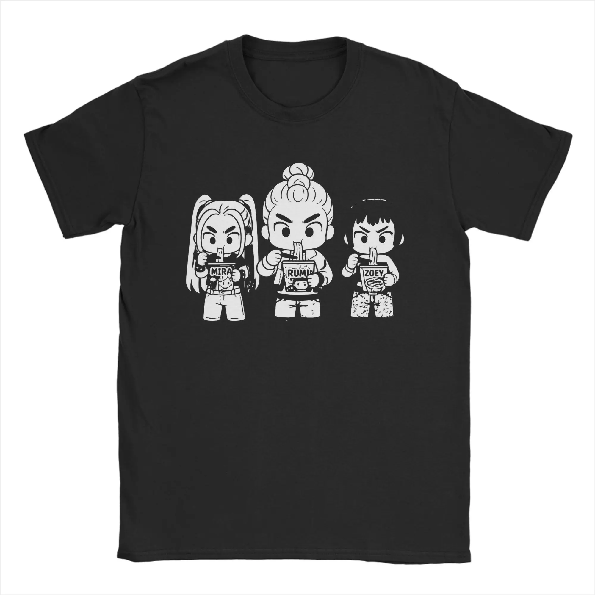 

Black & White Huntrix Chibi Kpop Demon Hunters Saja Boys T Shirts for Men 100% Cotton T-Shirt O Neck Tees Clothes 4XL 5XL