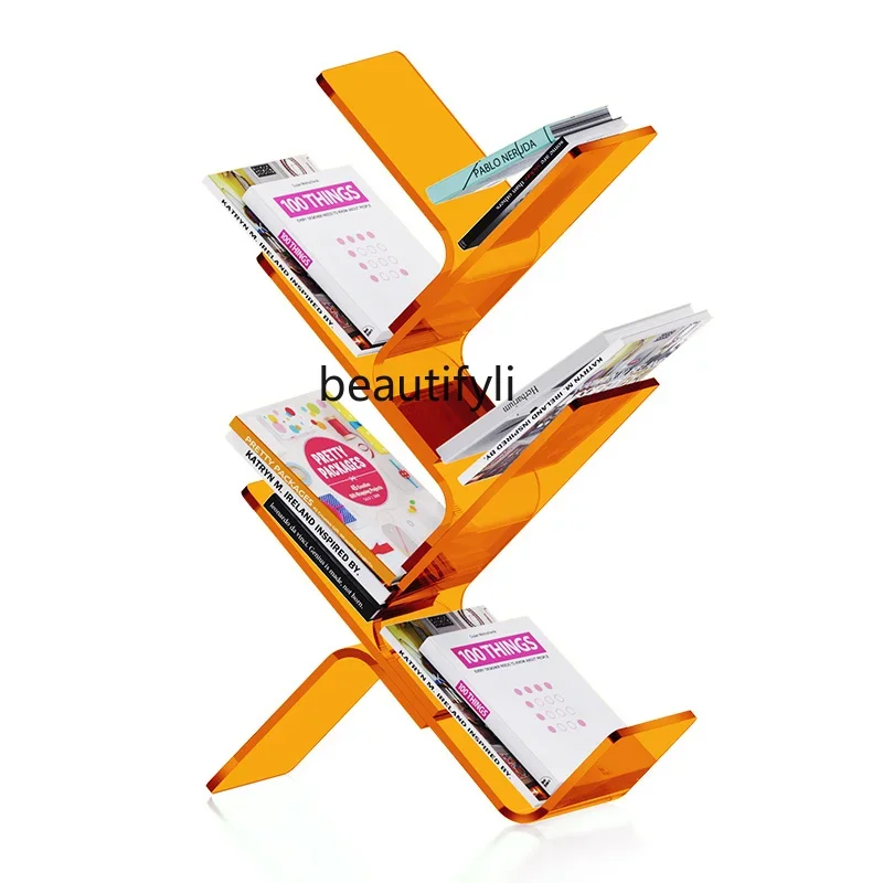 

New style Acrylic Tree-Shaped Bookshelf Reading Rack Simple Home Storage Floor Shelf ss 7304