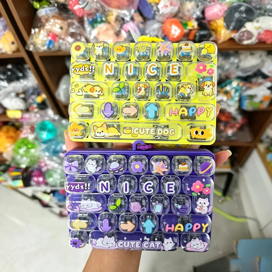 Fidget Keyboard Toy 26 Keys, Cute Cartoon Animal Patterns, Portable Pocket‑Size Gadget
