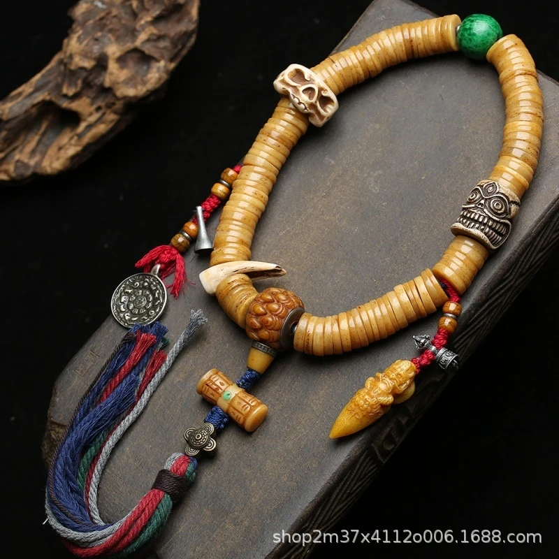 Tibetan-style camel bone bracelet, single-loop ethnic-style hand-held accessory, vintage carved jewelry for men and women