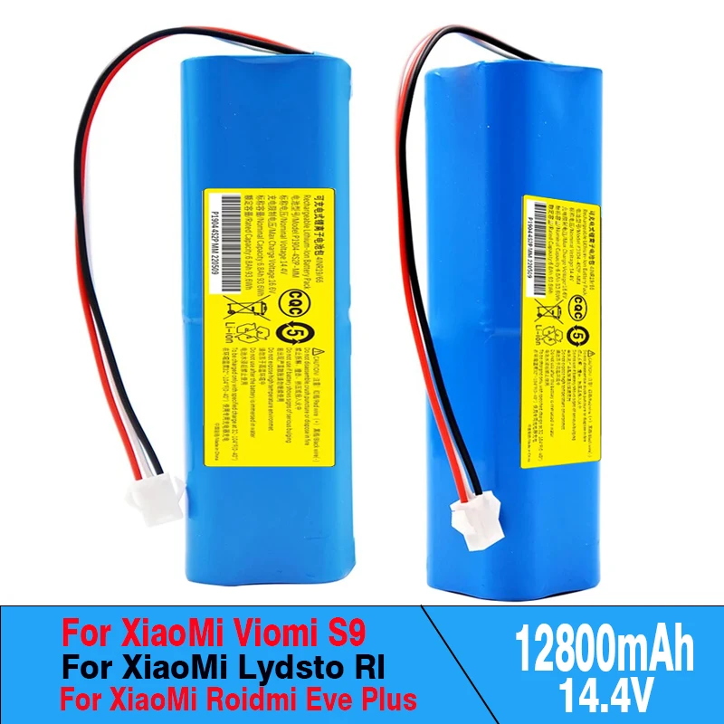 For XiaoMi Lydsto R1 Viomi S9  Roidmi Eve Plus Rechargeable Li-ion Battery Robot Vacuum Cleaner R1 Battery Pack 14.4V 12800mAh