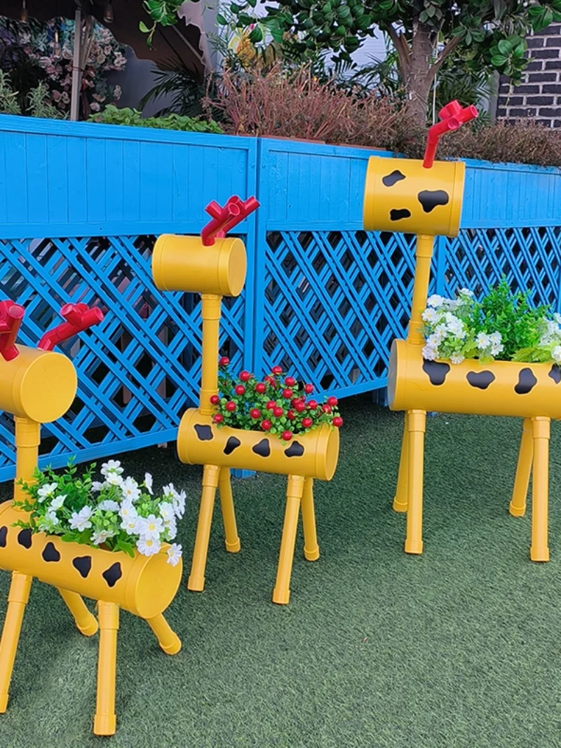 

Cartoon Animal Sika Deer Family of Three Cute Decorative Decorative Flower Pots DIY Creative Meaty Flower Pots