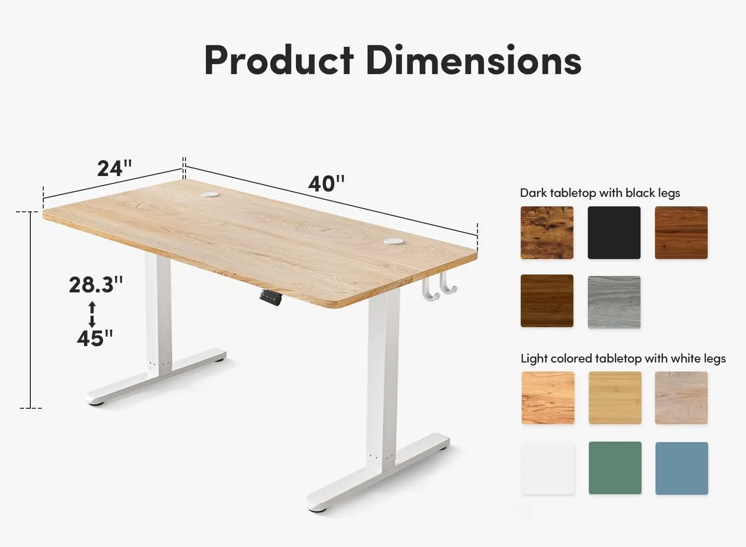 Electric upright office desk, 40x24 inch high adjustable upright office desk, sitting upright home computer desk, maple wood