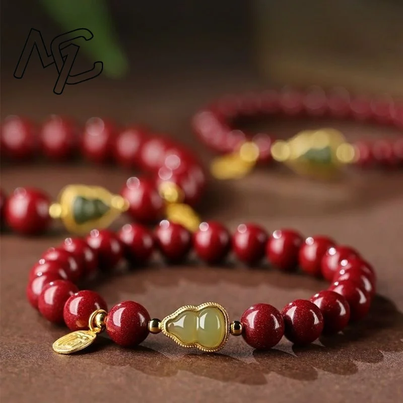 

Natural Red Cinnabar Jade Gourd DIY Bracelet Chalcedony Exquisite Sexy Young Fashion Real Jewelry Best Selling Holiday Gifts
