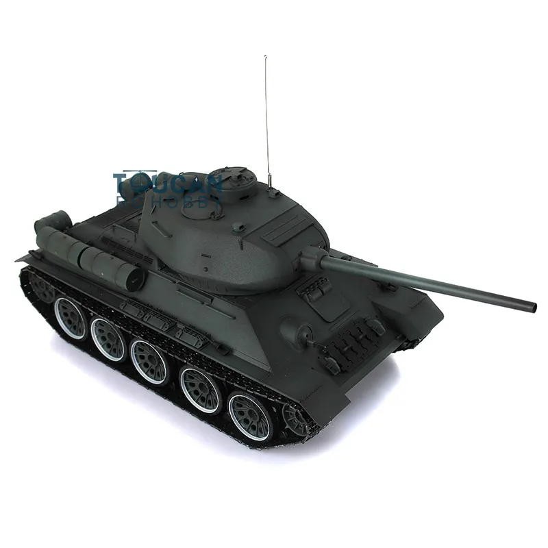 Zabawki HENG LONG 1/16 RTR Zielony 7.0 Plastikowy Radziecki Czołg T34-85 RC 3909 360 °   Pociski BB do wieżyczki, funkcja dymu, podczerwień, Panzer