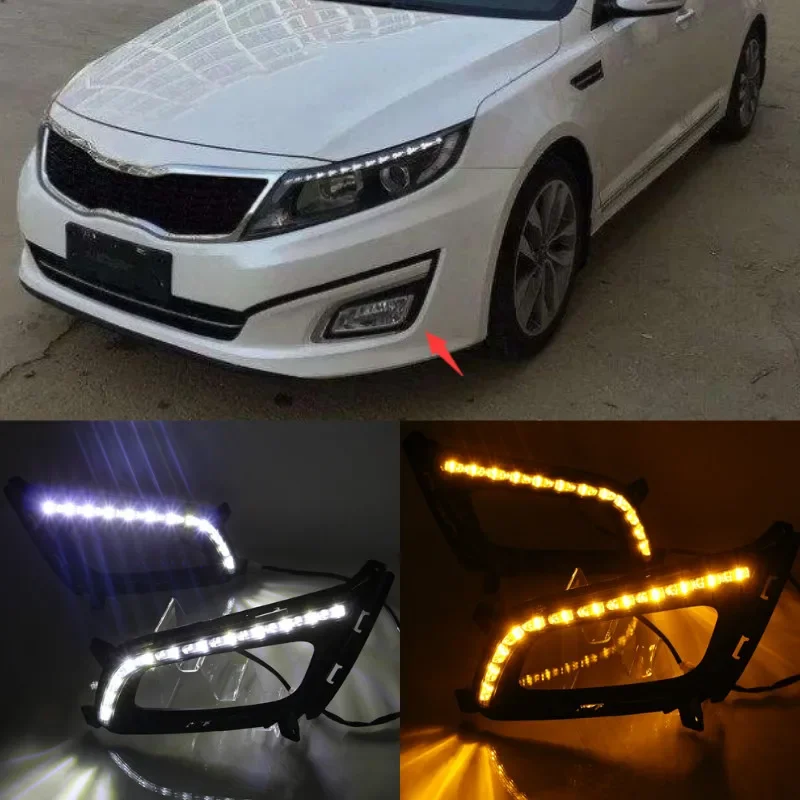 2pcs Car LED Daytime Running Lights For Kia K5 Optima 2011-2014 DRL Fog Lamp Xenon White day light