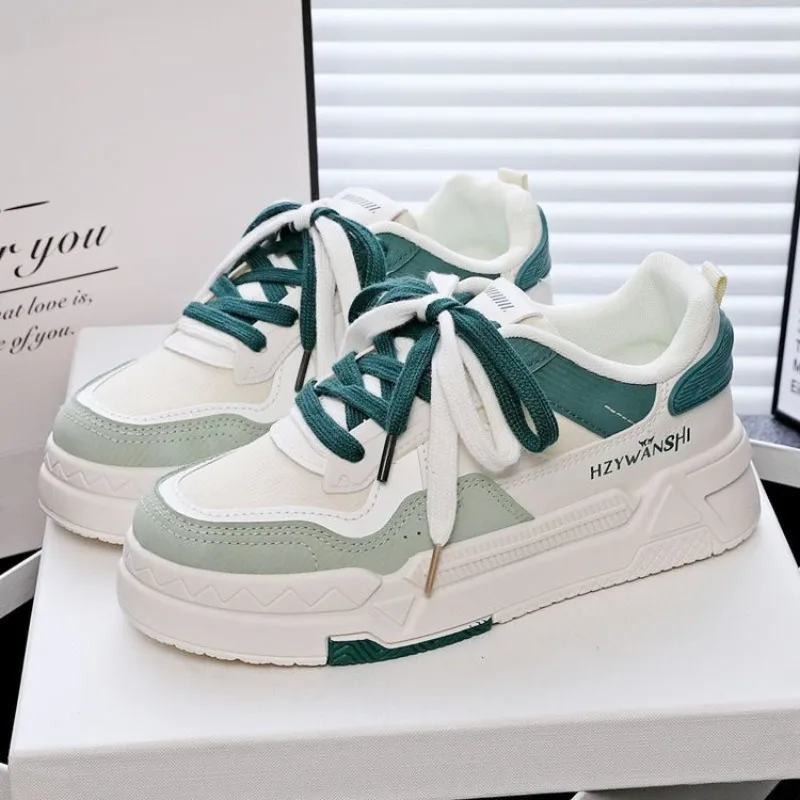 New in Casual Shoes Women Ankle Boots High Top Woman Sneakers Flats Lace-up Ladies Platform Shoes White Short Ladies Booties