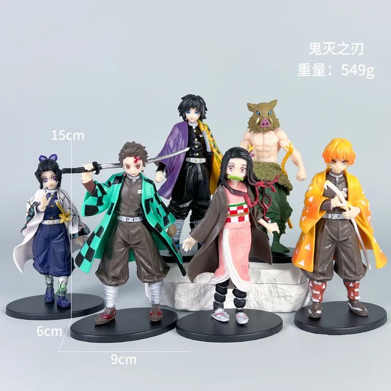6 pcs Anime Demon Slayer Action Figures Tanjirou Nezuko Zenitsu Tomioka Giyuu Kochou Anime Figure Collect  Doll Toys