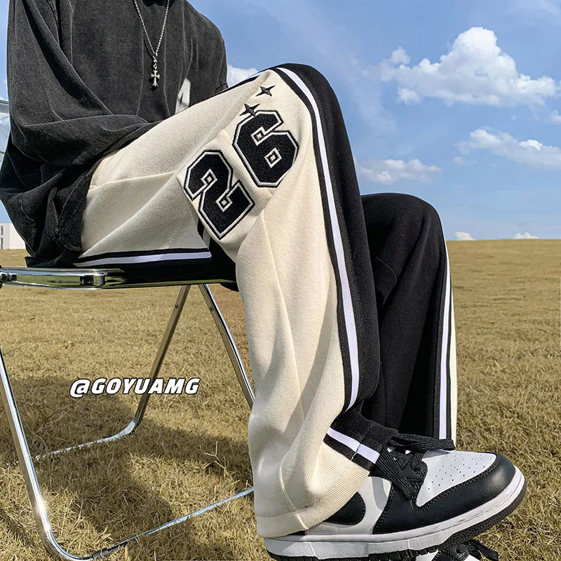 

Мужские повседневные спортивные брюки High Street в американском стиле, прямые, свободные, удлиненные, для весны и осени