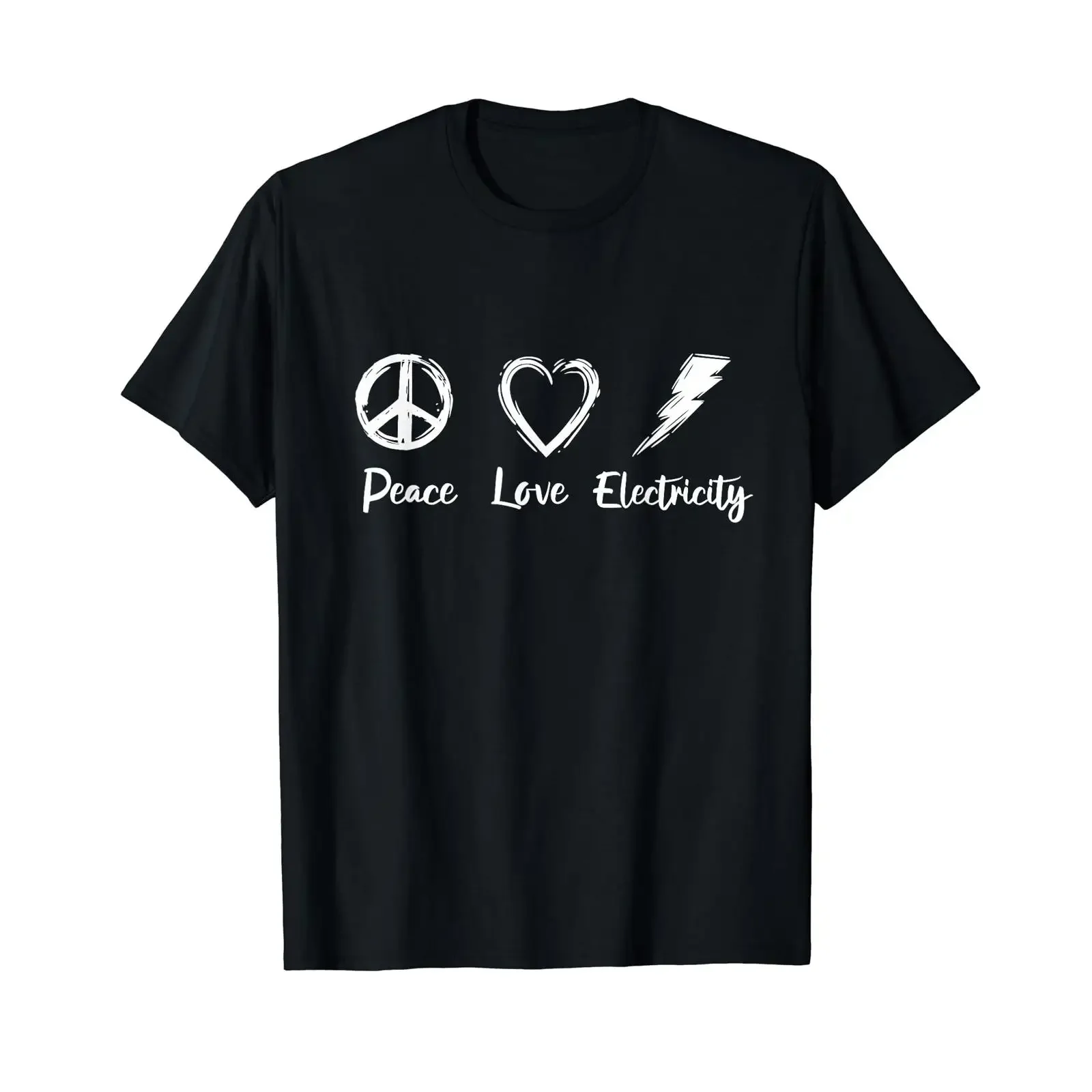Peace Love Electricity Affordable T Shirt vintage Washed Slightly Breathable Casual Stretched Stylish Soft homme Comfortable
