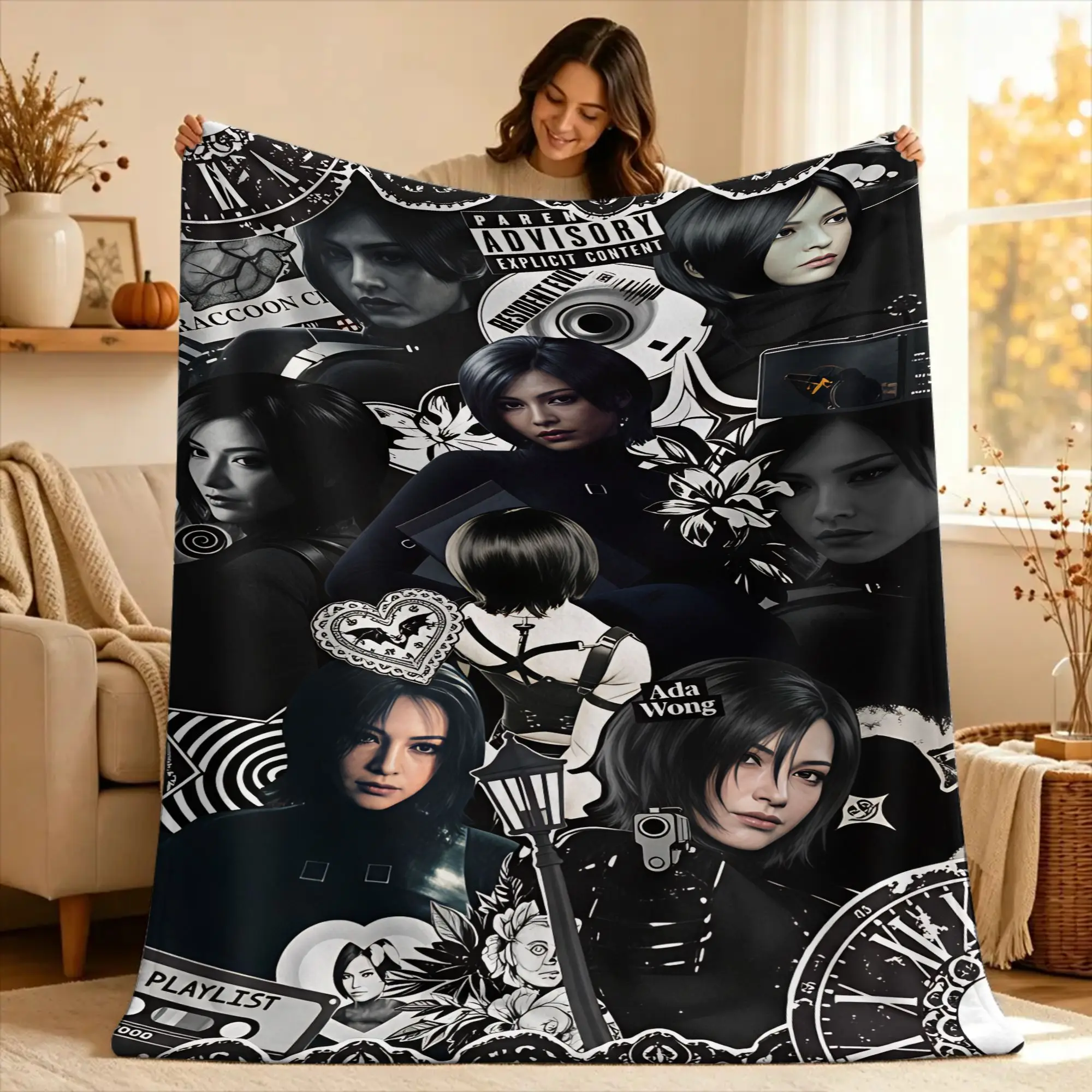 Ada Wong Resident Evil Super Warm Blanket  Picnic Plush Throw Blanket Fashion Home Decor Flannel Bedspread Sofa Bed Cover