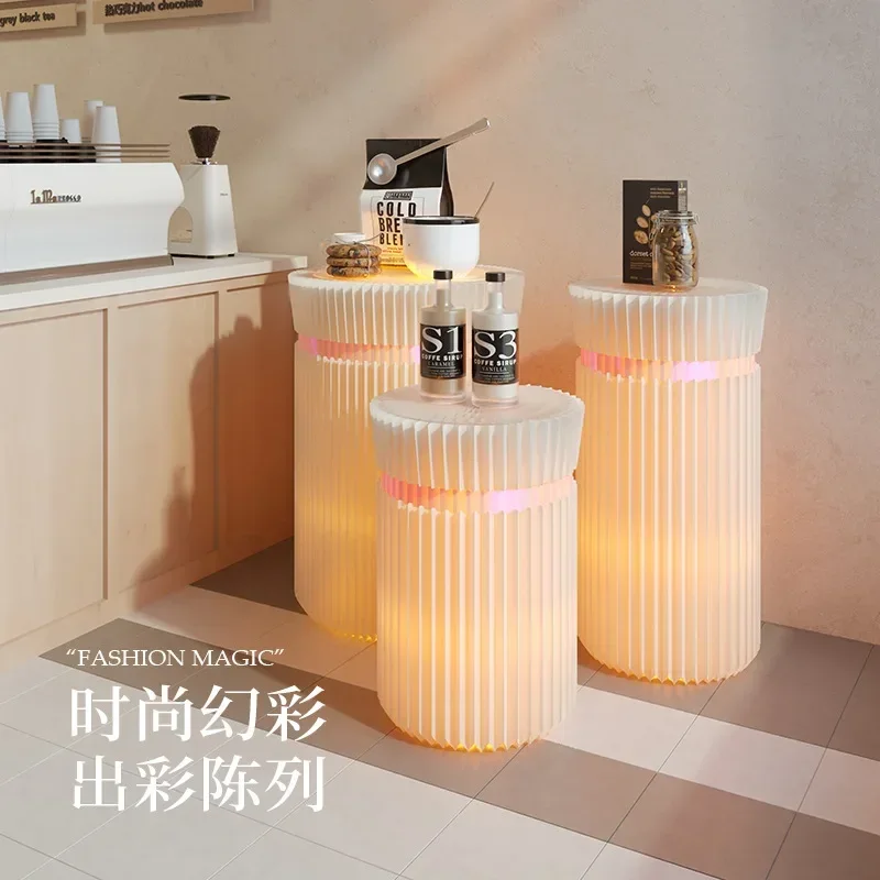 Cylinder display cabinet shelves, figure lighting display shelf cabinets, storage ornaments