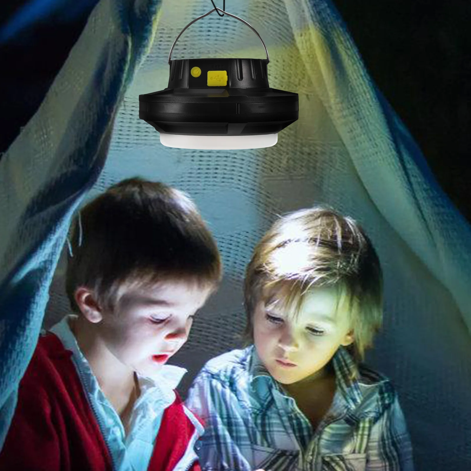 ضوء الطوارئ بالطاقة الشمسية USB قابل لإعادة الشحن 2000 مللي أمبير في الساعة فانوس التخييم المحمول الدورية مصباح الخيمة انقطاع الليل في الهواء الطلق