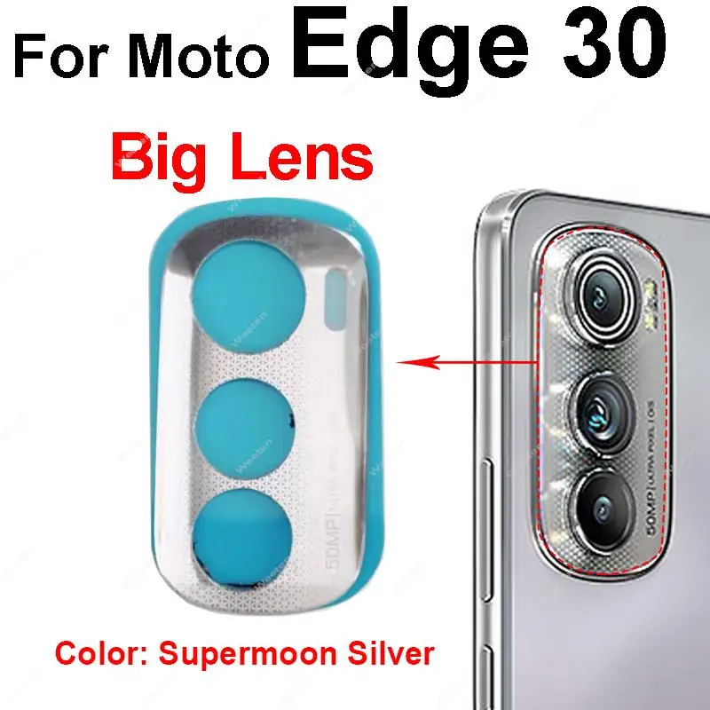 For Motorola MOTO Edge 30 Main Back Rear Camera Lens Glass with Adhesive Sticker Repalcement Parts