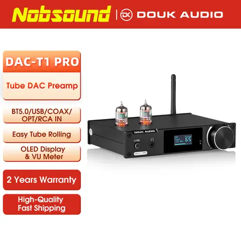 Nobsound HiFi Vacuum Tube Stereo Preamplifier USB DAC Bluetooth 5.0 Receiver S/PDIF D/A  Audio Converter with OLED Display LDAC