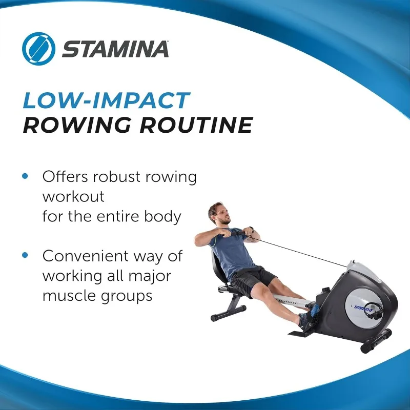 Stamina Conversion II Cyclette reclinata e vogatore - Macchina cardio con app Smart Workout - Cyclette