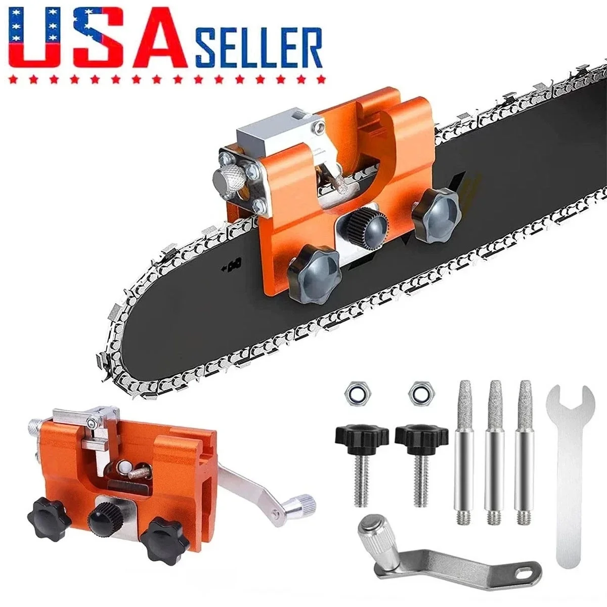 Chainsaw Chain Sharpening Jig Portable Hand Crank Sharpener Tool Set US