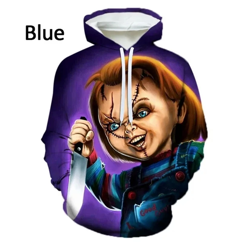 Autumn Hoodie 3D Printing Men\'s Fun Chucky Doll Hoodie Movie Kids Games Horror Casual Hoodies Sweatshirt Pullovers Tops Hooded