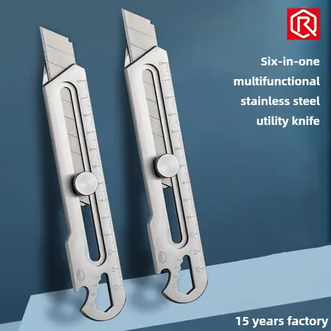 Utility Knife Stainless Steel Quick Realse Pocket Knife with Belt Clip Sharp Blade General-Purpose Cutting Hand Tools