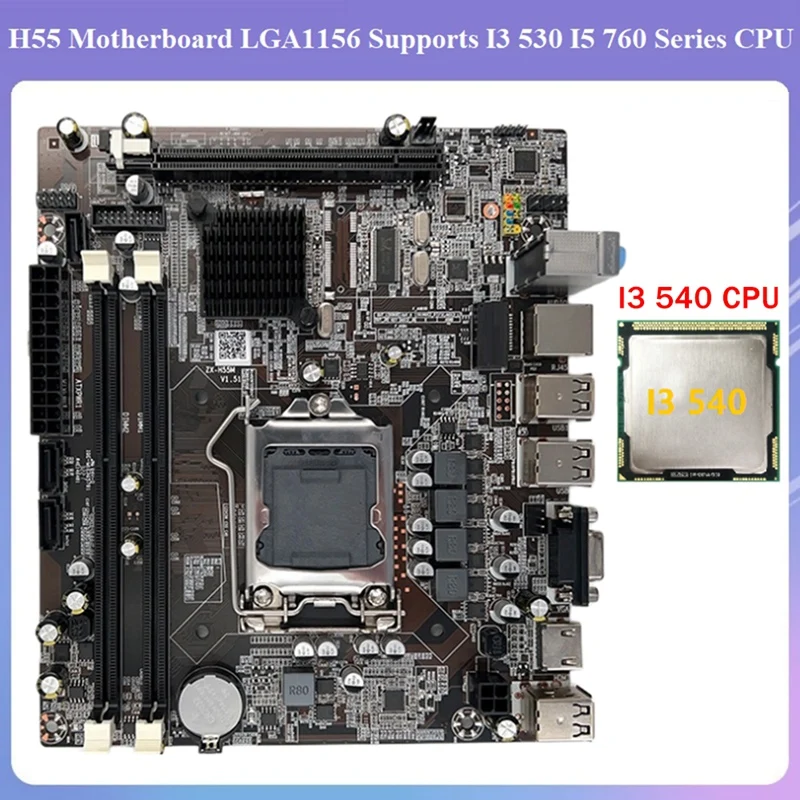 

H55 Motherboard LGA1156 Supports I3 530 I5 760 Series CPU DDR3 Memory Desktop Computer Motherboard With I3 540 CPU