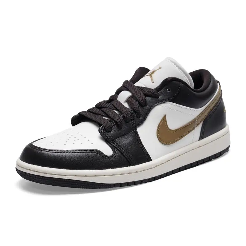 Nike Women's WMNS AIR JORDAN 1L0W DC0774-200 White And Brown Low-Top Retro Sneakers Basketball Shoes