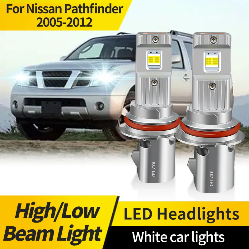 

2PCS White Replacement Halogen Headlamps For Nissan Pathfinder 2005-2012 9007 HB5 1:1 Size LED CSP Chip Hi/Low Beam LED Light