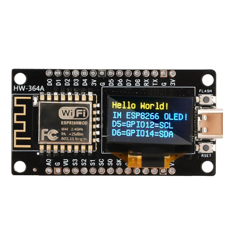 Nodemcu ESP8266 Development Board Serial wifi Module CH340G with 0.96 OLED Screen Type-C/Micro USBI2C SPI ESP8266