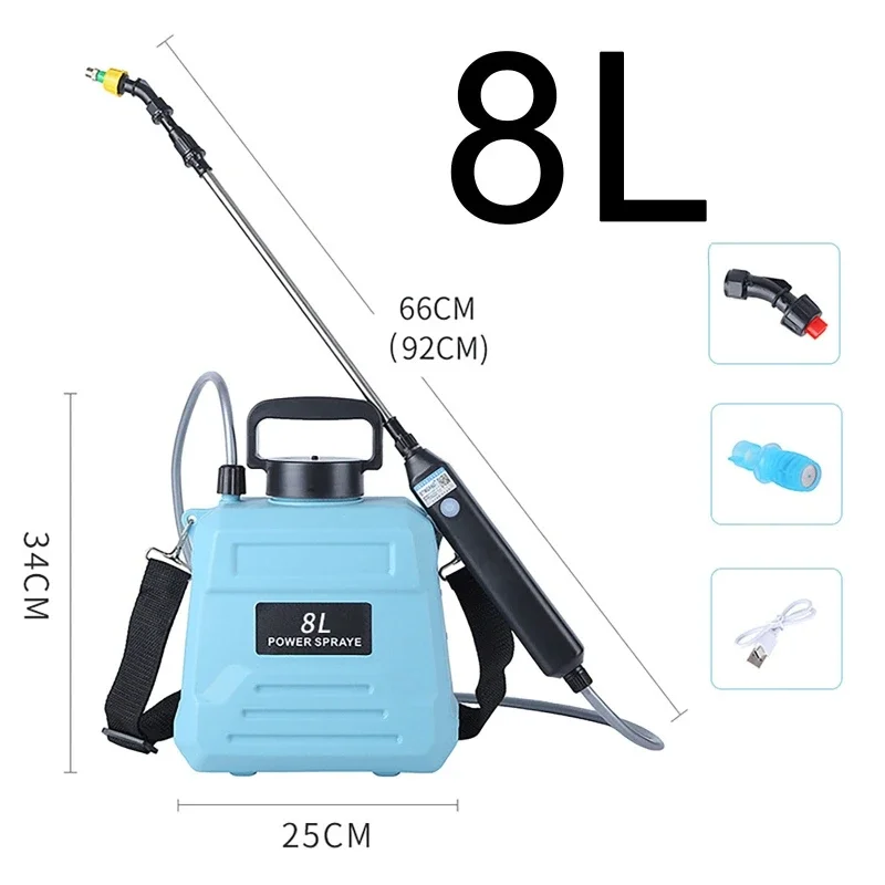 بخاخ كهربائي مسقاة 5L 8L مع بندقية رذاذ السيارات حديقة النبات مستر 240 دقيقة عمر البطارية USB شحن أداة الري