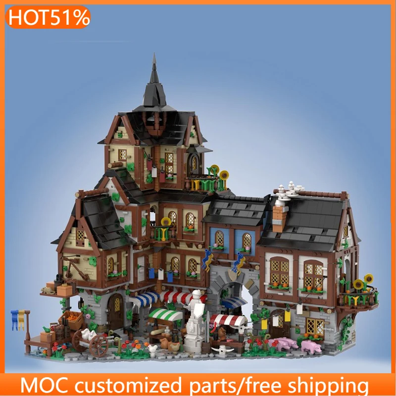 

4658 деталей: Набор для сборки городского центра MOC, модульный конструктор, популярный креативный дизайн, развивающая игрушка DIY, подарок на день рождения