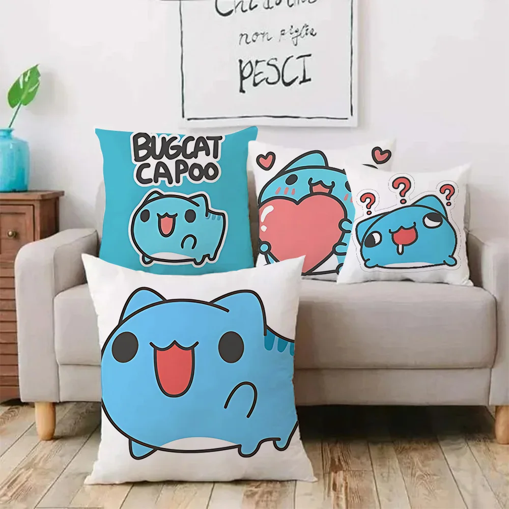 Bugcat Capoo Pillow Covers Cartoon Sofa Decorative Home Double-sided Printing Short Plush Cute Cushion Cover