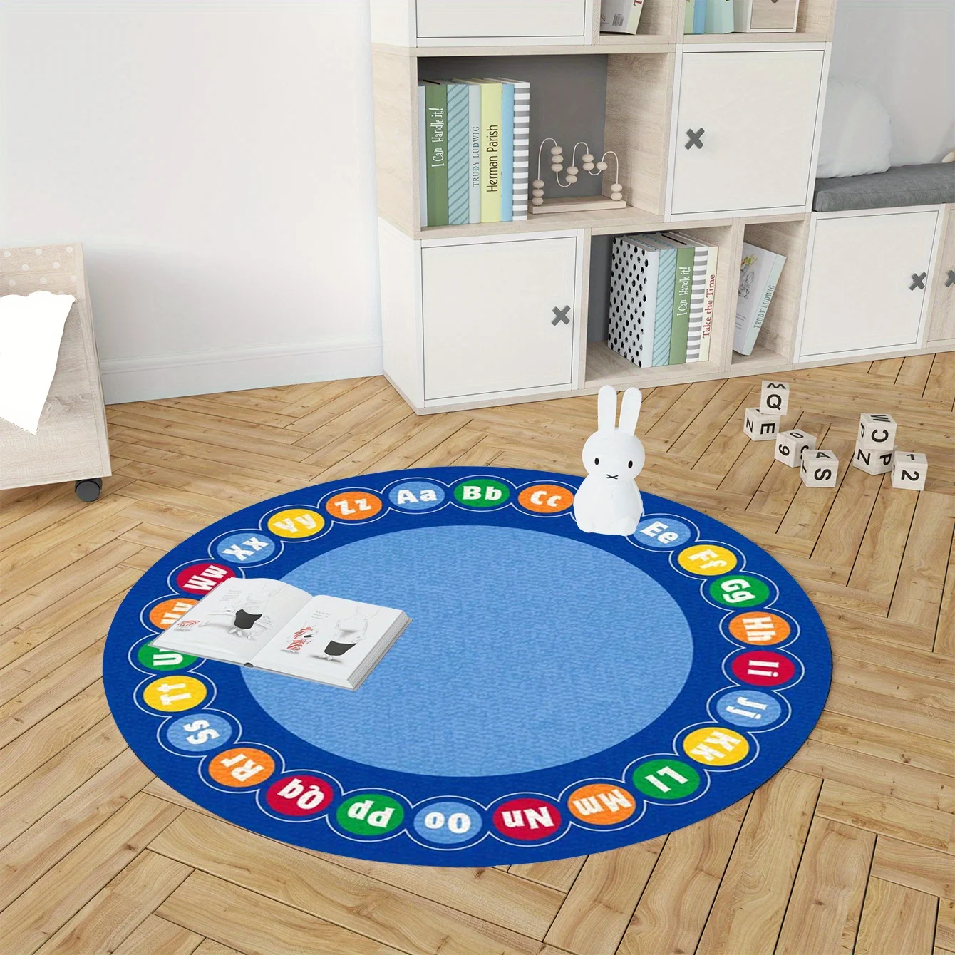 Alphabet Learning Round Carpet Flannel Soft Educational Play Mat Kids Children Nursery School Classroom FloorMat NonSlipWashable
