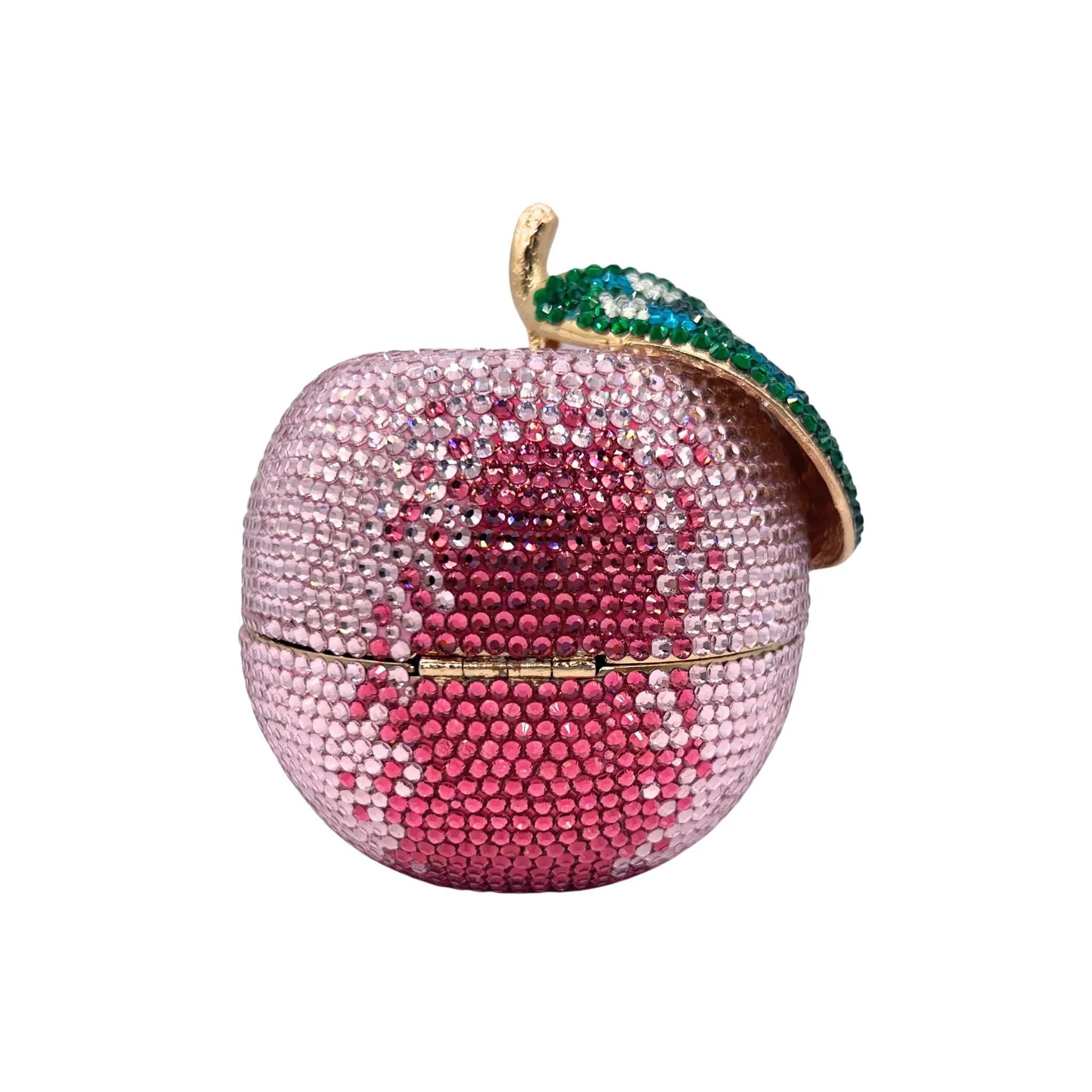Custom Fashion Exquisite Apple Shape Luxury Crystal Party Clutch Ladies Rhinestone Evening Bags for Women