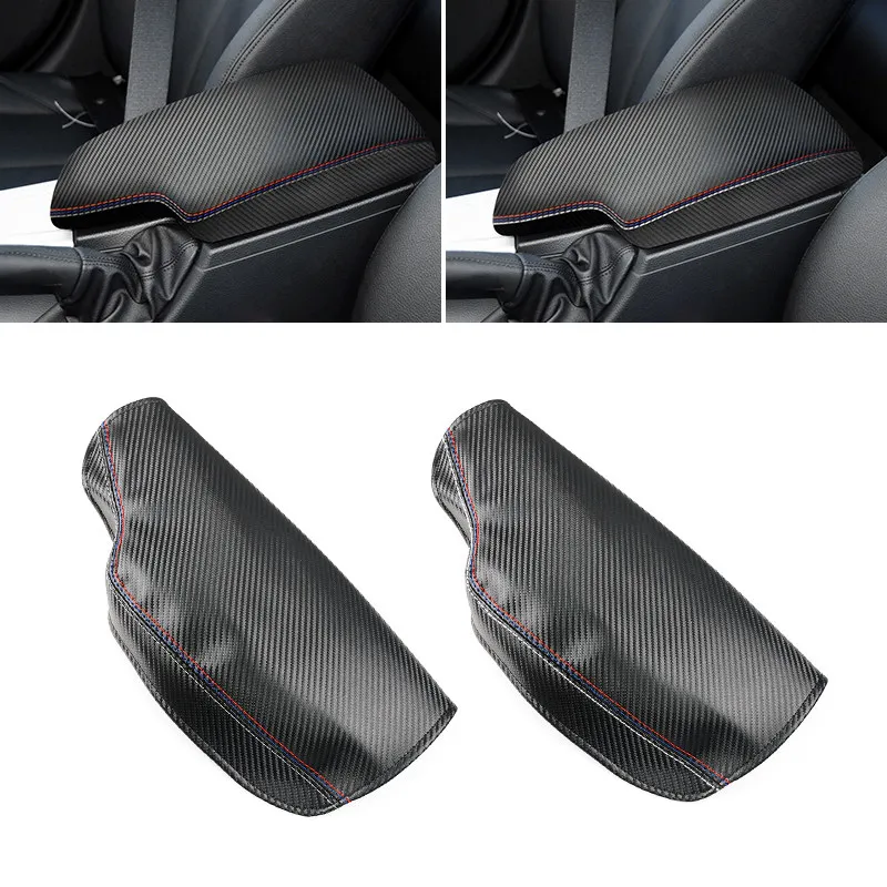For BMW 3 Series F30 2013 2014 2015 2016 2017 2018 Carbon Texture Leather Center Console Armrest Box Cover Protection Pad Trim