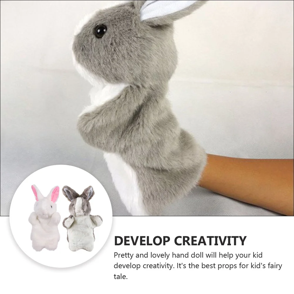 

2Pcs Rabbit Hand Puppet Cute Interactive Storytelling Props Kids Imagination Development Educational Playthings Parent Child